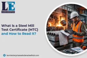 Steel Mill Test Certificate showing grade, chemical composition, mechanical properties and heat number