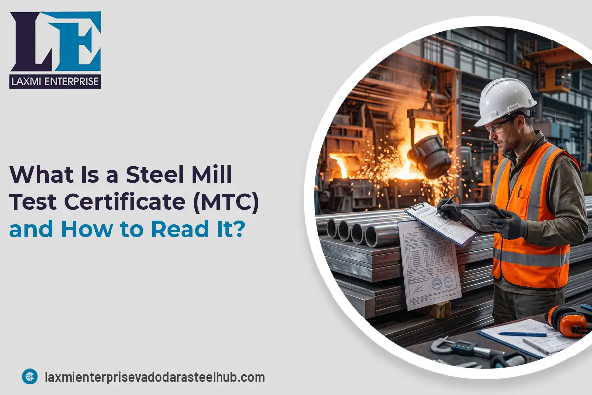 Steel Mill Test Certificate showing grade, chemical composition, mechanical properties and heat number